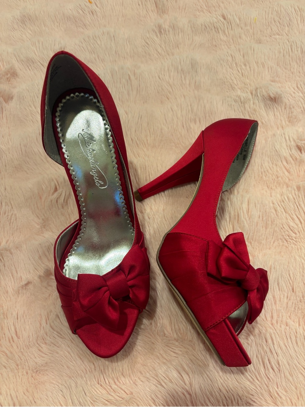 Red Peep-Toe Bow High Heels - Women Shoes